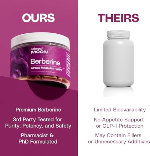Mineral Moon Premium Berberine Supplement Body Composition, 60 Capsules - with Cissus Quadrangularis & Berberine Phytosome - Supports Overall Wellness Mineral Moon buy supplements canada