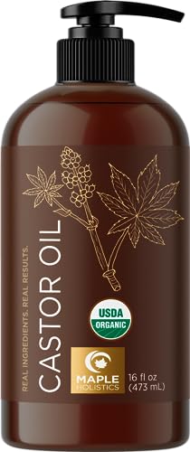 Hexane Free Organic Castor Oil - USDA Organic Castor Oil for Body Detox Hair Growth & Skin Care Maple Holistics buy supplements canada