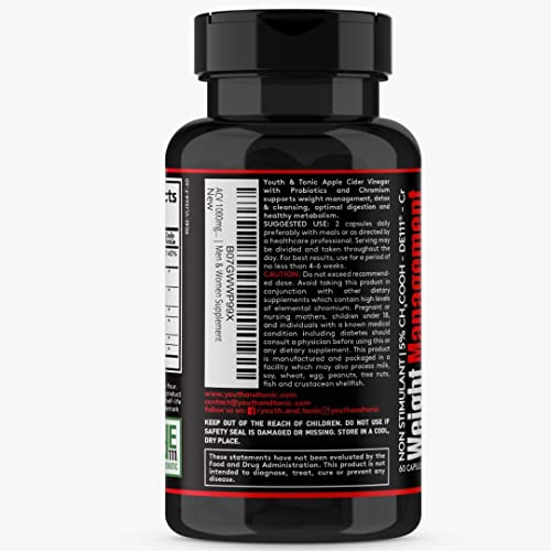 Youth & Tonic Natural Appetite Suppressant for Weight Loss / 1000 mg Apple Cider Youth & Tonic buy supplements canada