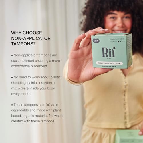 Rif Care Organic Cotton Non Applicator Tampons Regular Absorbency 18 Count Rif care buy supplements canada