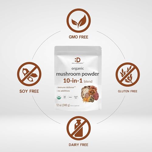 Organic Mushroom Powder Supplement, 12oz – 10 in 1 Active Blend – Turkey Tail, Lions Mane DEAL SUPPLEMENT buy supplements canada