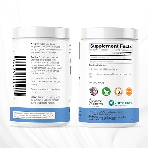 Sandhu's L-Glutamine - 100 Servings -Made in USA -500 Gram- Non-GMO- Amino Sandhu's buy supplements canada