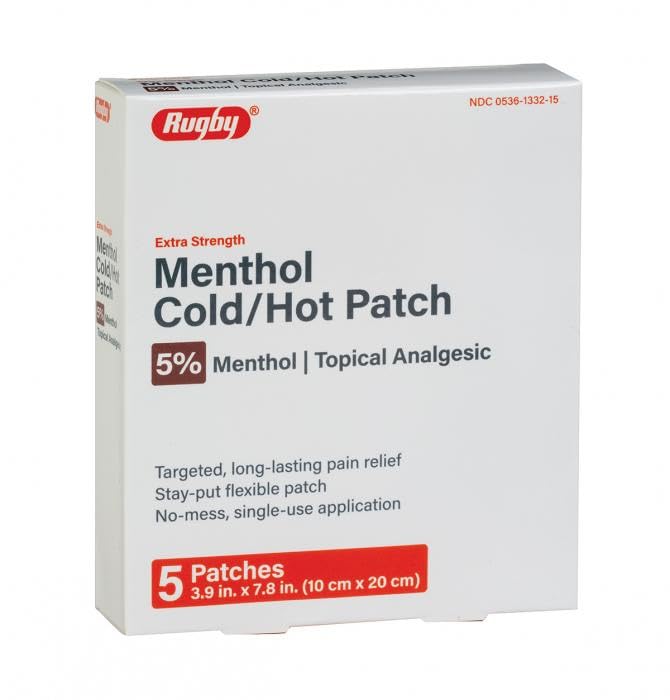 Rugby Extra Strength Topical Analgesic 5% Menthol Cold/Hot Patch - 5 Patches RUGBY LABORATORIES buy supplements canada