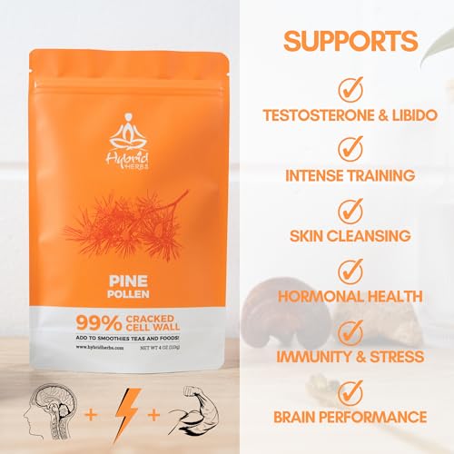 HYBRID HERBS - PINE POLLEN | 99% Cracked Cell Wall Powder | Highly Bioavailable Hybrid Herbs buy supplements canada
