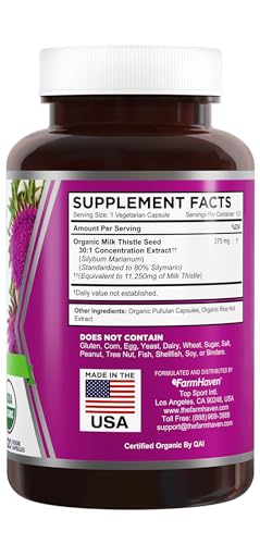 FarmHaven USDA Organic Milk Thistle Capsules | 11250mg Strength | 30X Concentrated FarmHaven buy supplements canada