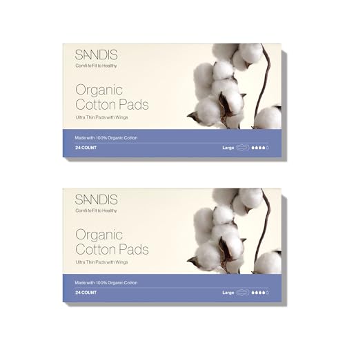 SANDIS Feminine Pad for Women - Large 48 Count 100% Organic Cotton Ultra Thin with Wings SANDIS buy supplements canada