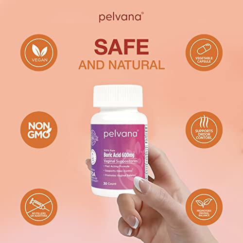 Pelvana Boric Acid Suppositories for Women 30 - for Vaginal pH Balance, Odor Control, Itching, & Discharge Pelvana buy supplements canada