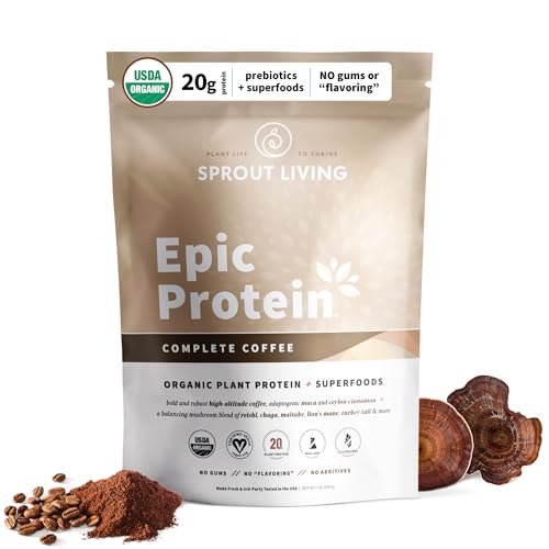 Sprout Living, Epic Protein, Plant Based Protein & Superfoods Powder, Complete Coffee Sprout Living buy supplements canada