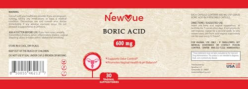 NewVue Boric Acid Vaginal Suppositories - 100% Pure Made in USA - Intimate Health Support (30 Count) NewVue buy supplements canada