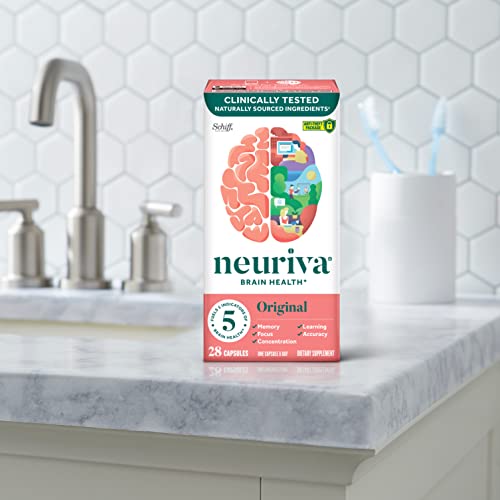 NEURIVA Original Decaffeinated Clinically Tested Nootropic Brain Supplement for Memory, Focus & Concentration, NeuroFactor & Phosphatidylserine, 28ct Capsules NEURIVA buy supplements canada