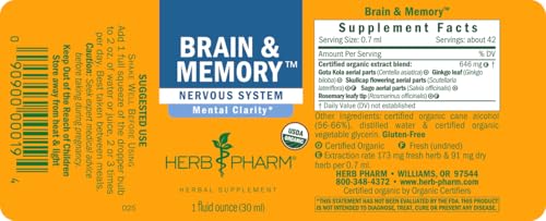 Herb Pharm Organic Nootropic Brain & Memory Supplement with Ginkgo Biloba Liquid Extract: Fast Absorption for Mental Focus Support, Ginkgo Supplement, Vegan, Gluten-Free, Non-GMO, 1 Oz Herb Pharm buy supplements canada