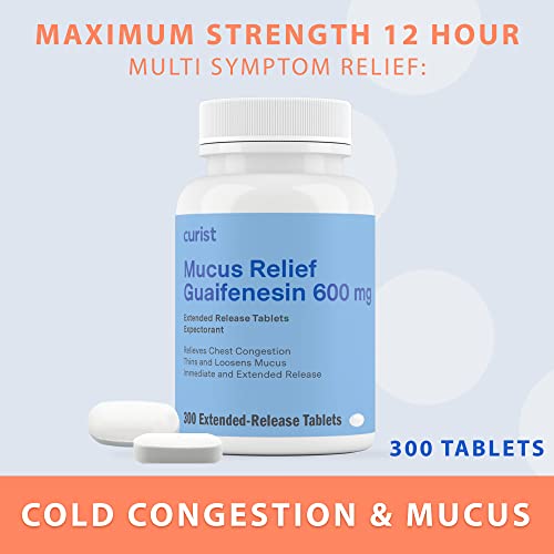 Curist Guaifenesin 600 mg Extended Release Tablets (300 Dye-Free Tablets) - Expectorant Curist buy supplements canada