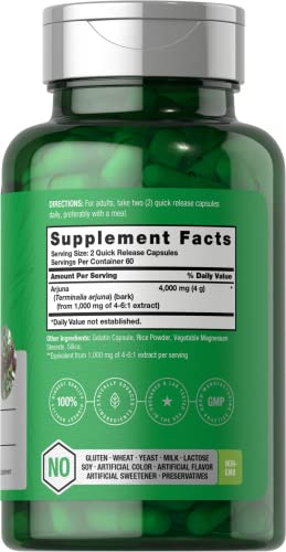 Arjuna Capsules 4000mg | 120 Count | Non-GMO, Gluten Free | from Arjuna Bark Herb Horbäach buy supplements canada