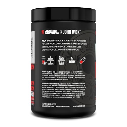 Jacked Factory X John Wick - Wick Mode Pre Workout Powder - Intense Energy, Battle-Rea Jacked Factory buy supplements canada