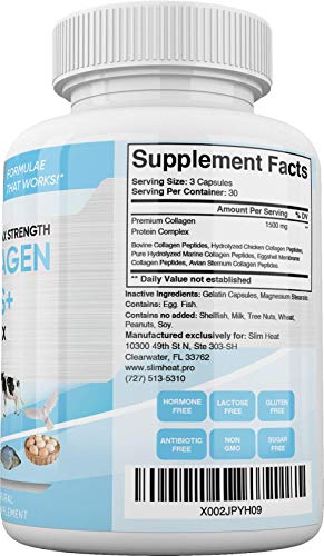 Slim Heat Multi Collagen Complex - Type I, II, III, V, X - Healthy Hair, Nails and Joints Slim Heat buy supplements canada