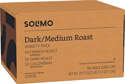 Amazon Brand - Solimo Coffee Pods, Assorted pack (French, Dark, Colombian) Solimo buy supplements canada