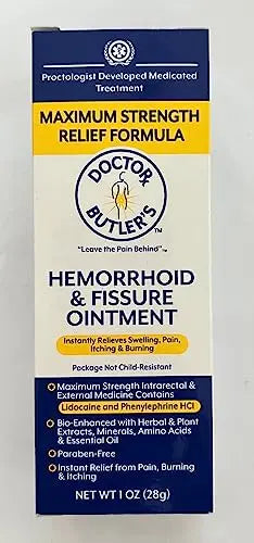 Doctor Butler’s Hemorrhoid & Fissure Ointment – Hemorrhoid Treatment and Hemorrhoid Cream with Lidocaine and Phenylephrine HCI for Fast Acting Relief of Pain, Swelling, Discomfort, and Itching (1 oz.) Doctor Butler's buy supplements canada