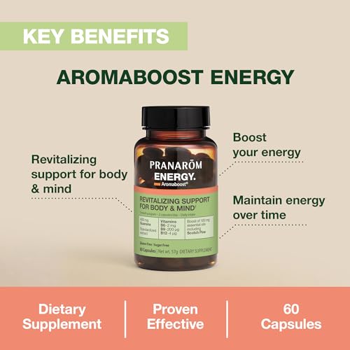 Pranarom - Aromaboost Energy Herbal Supplement - for Physical and Mental Fatigue - Guarana - Vitamins B6 B9 B12 - Pure Scots Pine Essential Oil - 60 Count Pranarom buy supplements canada