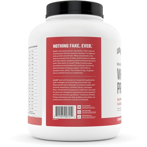 Levels Grass Fed 100% Whey Protein, No Hormones, Strawberry, 5LB Levels Nutrition buy supplements canada