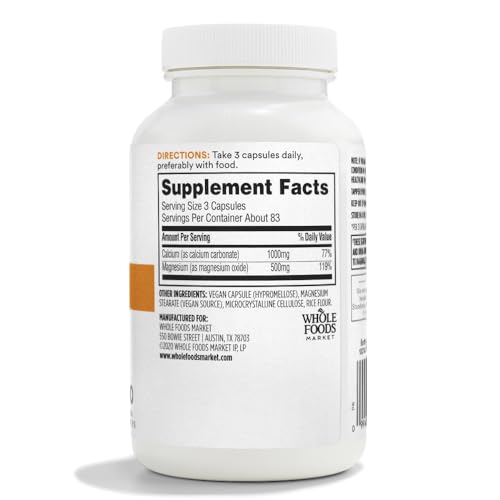 365 by Whole Foods Market, Cal-Mag 2:1 Ratio, Easy-to-Swallow Vegan Capsules, 250 Count 365 by Whole Foods Market buy supplements canada