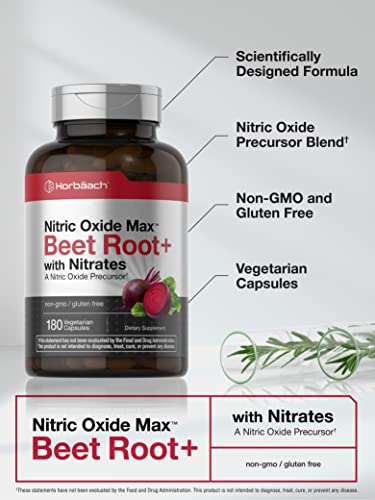 Nitric Oxide Beet Root Capsules | with Nitrates | 180 Count | Nitric Oxide Precursor | Vegetarian Horbäach buy supplements canada