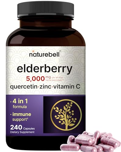 NatureBell Sambucus Elderberry Capsules, 5000mg Per Serving with Quercetin 500mg NatureBell buy supplements canada
