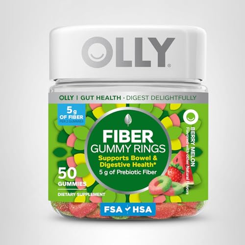 OLLY Fiber Gummy Rings, 5g Prebiotic Fiber, FOS (Fructo-oligosaccharides), Digestive Support, Berry Melon 50ct OLLY buy supplements canada