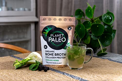 Planet Paleo Organic Bone Broth - Cooling Herbs (450g, 50 Servings) Organic, Grass Fed, High Protein Planet Paleo buy supplements canada