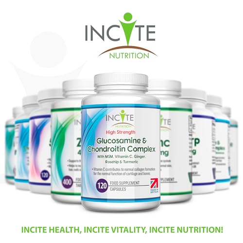 Glucosamine and Chondroitin High Strength Complex with MSM, Vitamin C, Ginge Incite Nutrition buy supplements canada