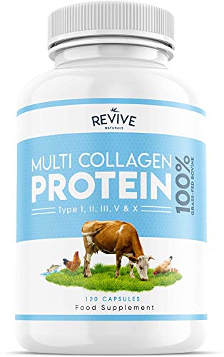 Multi Collagen Protein Capsules - Types I, II, III, V & X - Hydrolysed Grass Fed Bovine, Wild Caught Marine Revive Naturals buy supplements canada