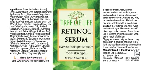 Tree of Life Retinol Serum for Face w/Hydrating Hyaluronic Acid for Wrinkle Soothing Tree of Life Beauty buy supplements canada