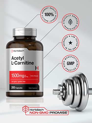 Acetyl L-Carnitine 1500mg | 200 Capsules | Extra Strength ALCAR Supplement | Non-GMO Horbäach buy supplements canada