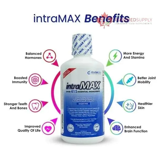 intraMAX Drucker Labs Organic Sugar-Free All-in-One Performance Liquid Multivitamin for Men & Women | Non-GMO, Gluten & Dairy Free | with Magnesium, Zinc, Vitamins D, C & E | 32 oz intraMAX buy supplements canada