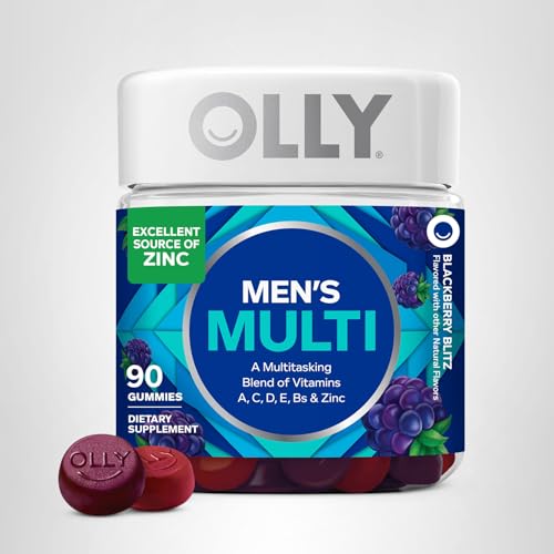 OLLY Men's Multivitamin Gummy, Vitamins A, C, D, E, B, Zinc, Blackberry Flavor, 45 Day Supply - 90 Count OLLY buy supplements canada