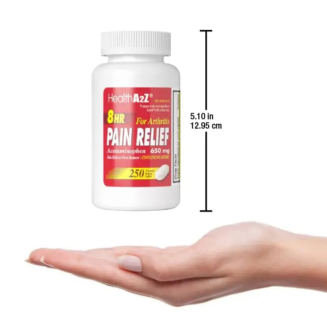 HealthA2Z® Pain Relief Extended Release | Acetaminophen 650mg | 8 Hours | Arthiritis Pain | Pain Reliever - Fever Reducer | Contains no Aspirin | (250 Caplets) HealthA2Z buy supplements canada