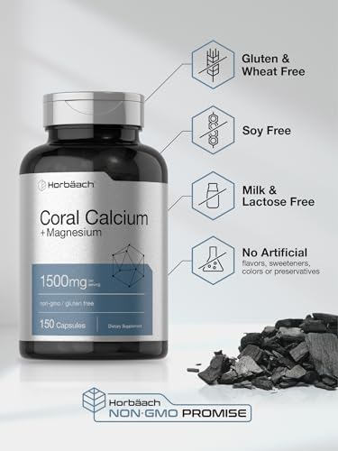Coral Calcium 1500mg 150 Capsules | Plus Magnesium | Non-GMO, Gluten Free Supplement Horbäach buy supplements canada