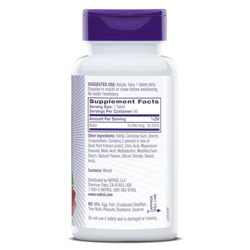 Natrol Biotin 10000mcg, 4X Faster Dissolve Supplement for Healthy Hair, Skin and Nails for Those Low in Biotin, Plus Energy Metabolism Support Natrol buy supplements canada