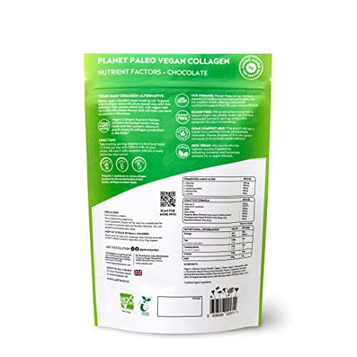 Planet Paleo Vegan Collagen (Chocolate, 255g) - Vegan Collagen Powder - High Protein Planet Paleo buy supplements canada