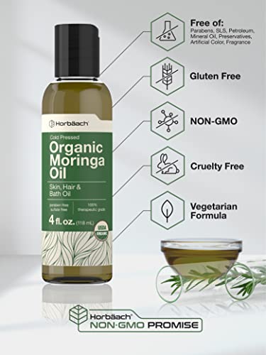 Organic Moringa Oil | 4 fl oz | for Face, Hair, and Skin | 100% Therapeutic Grade | Paraben Horbäach buy supplements canada