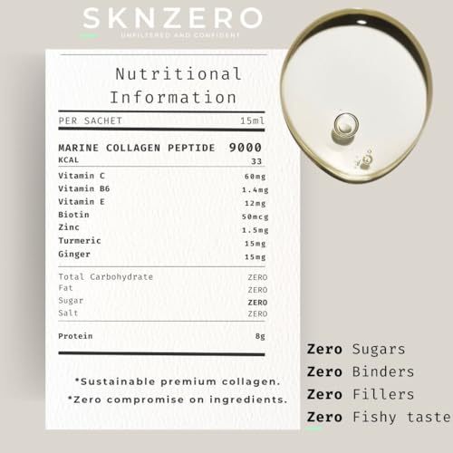 Marine Collagen Liquid 9000mg High Strength Supplement +Biotin, Vitamin B, C, E, Zinc & Turmeric & Ginger SKNZERO buy supplements canada