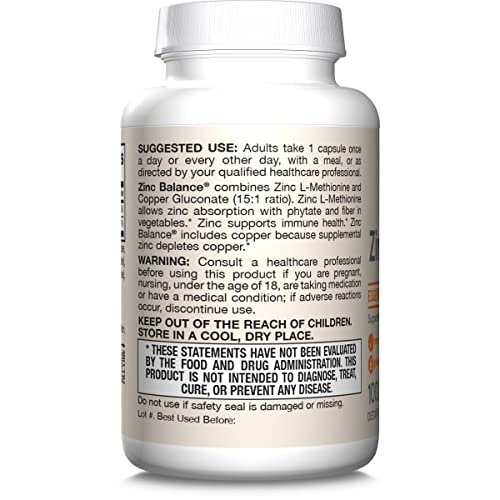Jarrow Formulas Zinc Balance 15 mg - 100 Servings (Veggie Caps) - Zinc with Copper - Essential Minerals for Immune System Support - Immune Support Supplement - Gluten Free Copper Supplement, Vegan Jarrow Formulas buy supplements canada