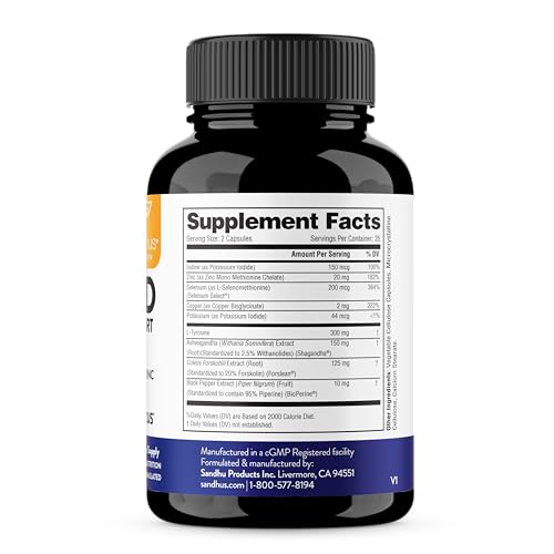 Sandhu's Thyroid Support Complex with Iodine Supplement|60 Capsules, 30 Days Supply Sandhu's buy supplements canada