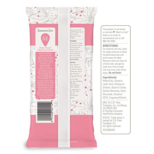 Summer's Eve Sheer Floral Daily Refreshing Feminine Wipes, Removes Odor, pH balanced Summer's Eve buy supplements canada
