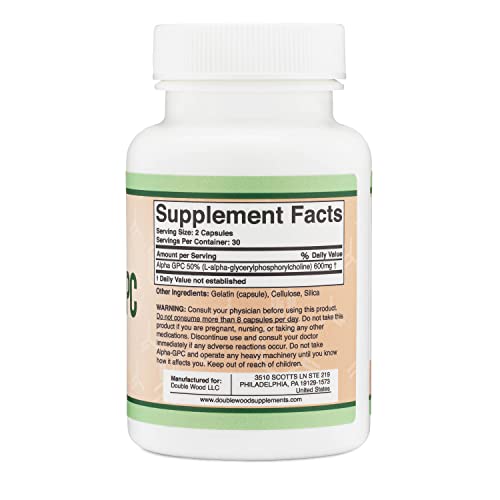 Alpha GPC Choline 600mg Capsules - Brain Support Supplement for Focus, Memory Double Wood Supplements buy supplements canada