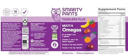 SmartyPants Toddler Multivitamin Gummies - Improved Formula: Omega 3 (DHA/EPA), Vitamins D3, C, Vitamin B12, B6, A, K & Zinc SmartyPants buy supplements canada