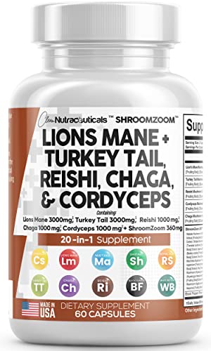 Lions Mane 3000mg 20in1 Mushroom Supplement with Turkey Tail 2000mg Clean Nutraceuticals buy supplements canada