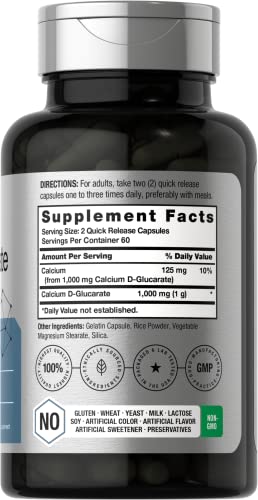Calcium D-Glucarate 1000mg | 120 Capsules | Non-GMO, Gluten Free Supplement Horbäach buy supplements canada
