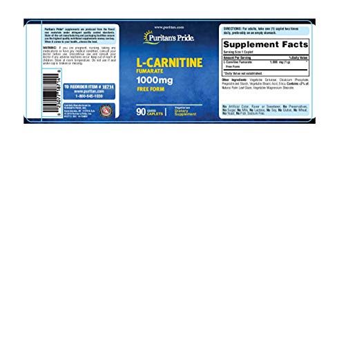 Puritan's Pride L-Carnitine Fumarate 1000 mg-90 Caplets Puritan's Pride buy supplements canada
