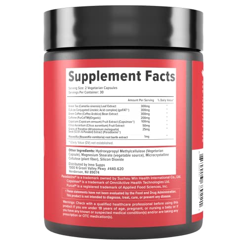 Inno Shred - Day Time Fat Burner | 100mg Capsimax, Grains of Paradise, Organic Caffeine InnoSupps buy supplements canada