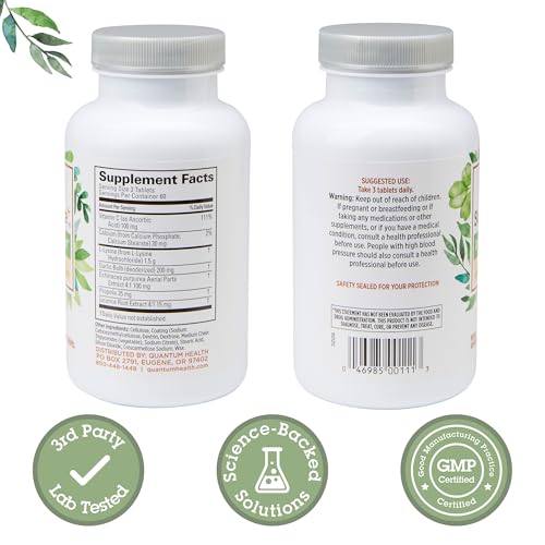 Quantum Health Super Lysine+ / Advanced Formula Lysine+ Immune Support with Vitamin C, Echinacea, Licorice, Propolis, Odorless Garlic Quantum buy supplements canada